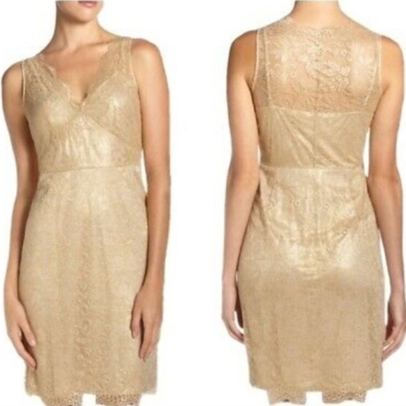 BCBGMaxAzria gold lace Lynette dress - Picture 5 of 6